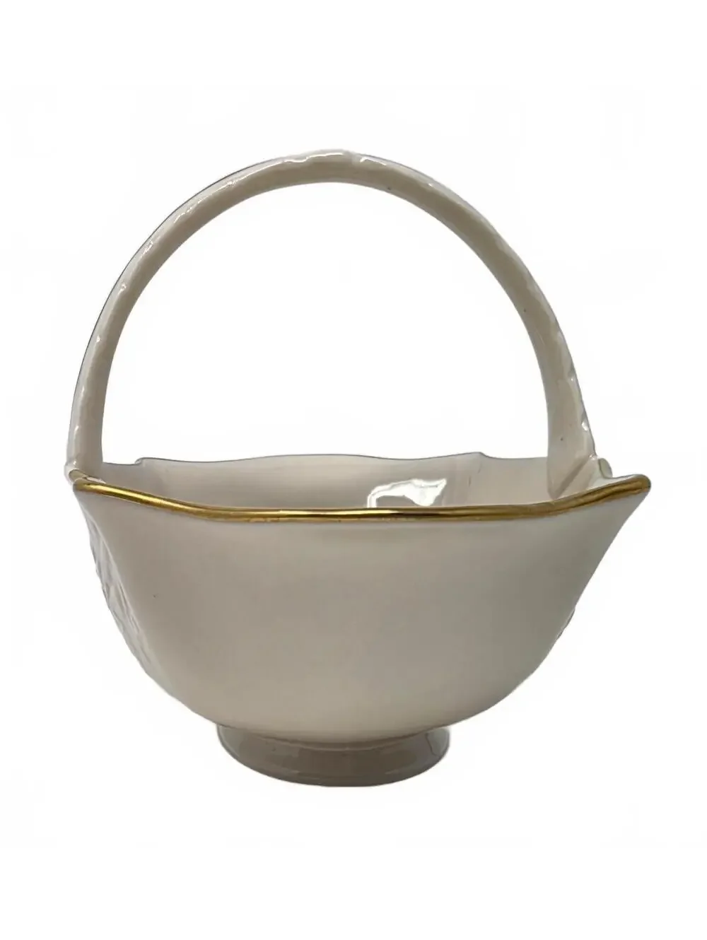 Vintage Lenox Sans Souci Basket Ivory Porcelain 24K Gold Floral USA